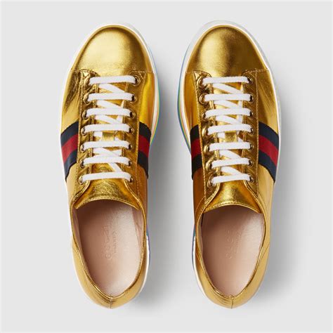 gold guccis hoes|Gucci tennis shoes for women.